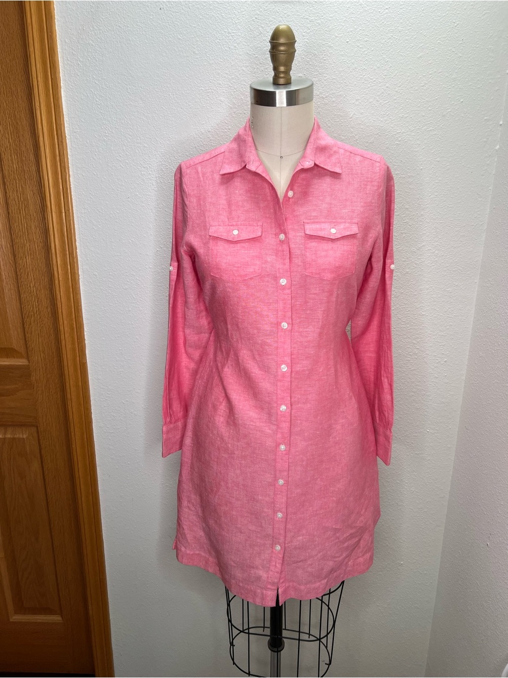 Brooks Brothers Red Button-Front Shirtdress Linen/Cotton 4P